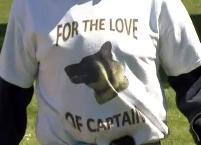 Supporter wearing a 'For the Love of Captain' t-shirt
